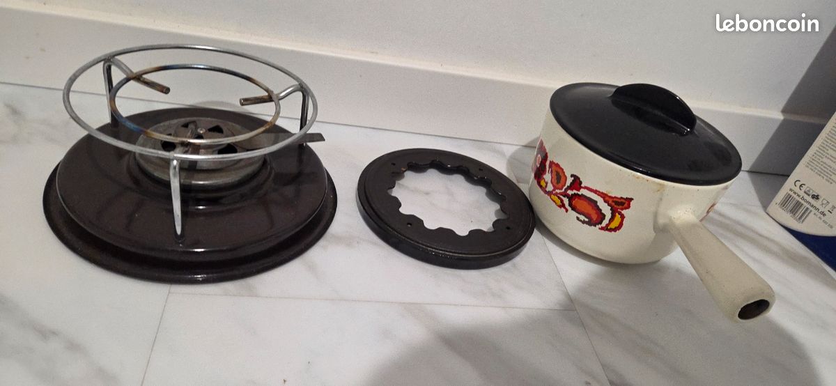 Set à Fondue émaillé Francipans – Motif Cachemire – Années 1970