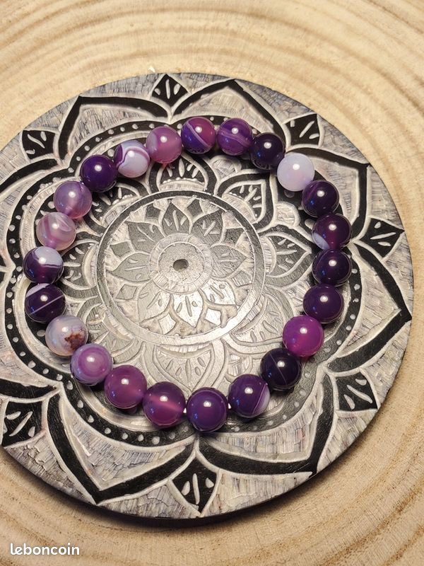 Bracelet Agate Violette 8mm (image 1)