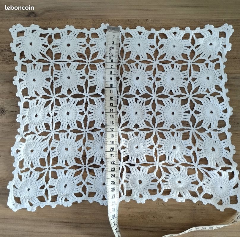 Napperons rectangulaires en dentelle crochetée faite à la main Blanc 40,6 x 109 cm