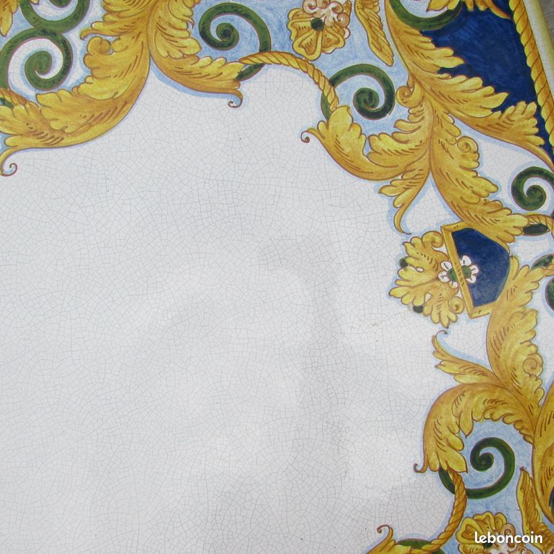 Modèle unique Table de Salle à manger ou de Jardin plateau émaillé peint à la main style Versace (image 6)