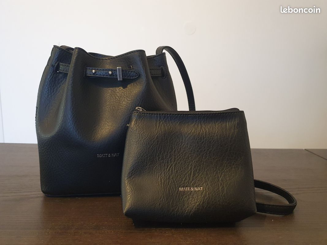 Cuir Vegan Sac A Main Matt Et Nat Sac à Main Matt Nat Noir (cuir