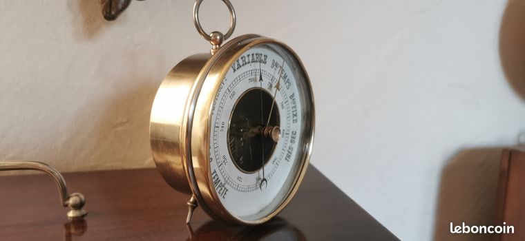 Baromètre Anéroïde Vintage CM - Fabriqué En France - Avec Horloge