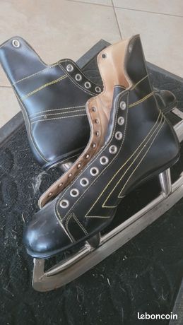 vintage PATINS à GLACE SUISSE ormond gerspach EN CUIR taille 43