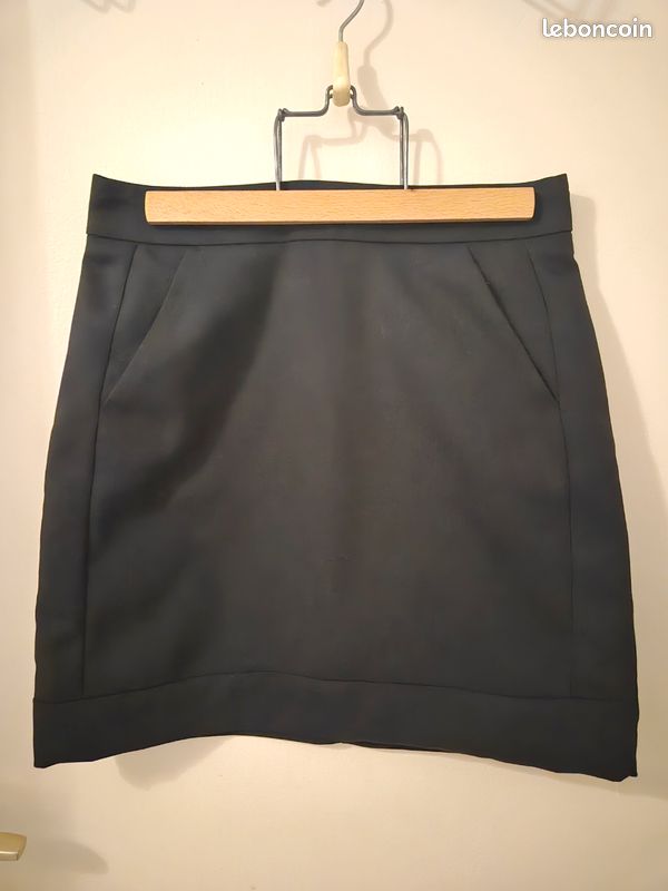 Jupe Trapèze Femme Camaïeu Taille 42 - Couleur Taupe à Rayures Marron - Longueur Genou - En Coton - Occasion Très Bon état