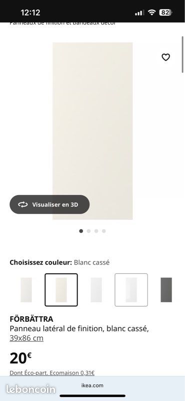 FÖRBÄTTRA lot panneau latéral de finition blanc cassé IKEA (image 5)