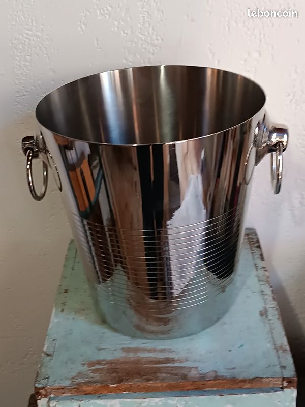 Seau à champagne, seau à bouteille Letang Remy France Vintage seau a glace, à deux anses en acier inoxydable, seau a vin, garden parties - France