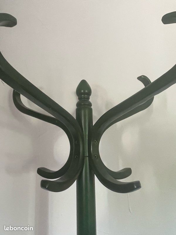 Porte-manteau ancien Baumann France - bois courbé vert (image 3)