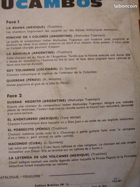 LOS MACHUCAMBOS Disque 33Tr 25 cm (image 2)