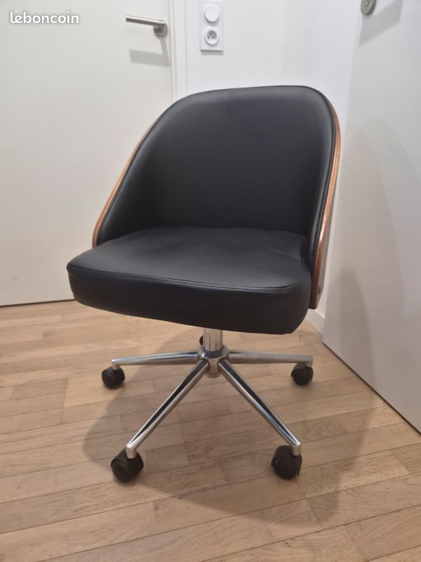 Chaise de bureau - Simili cuir - Noir - Hauteur ajustable (image 2)