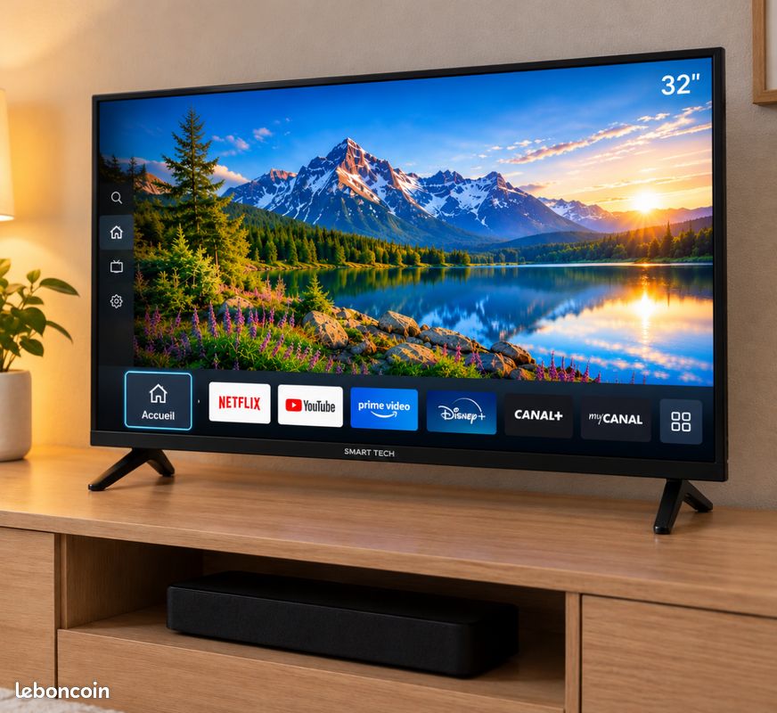 Smart TV Android connectée WiFi Google play 82cm + emballage d'origine. Non négociable (image 2)