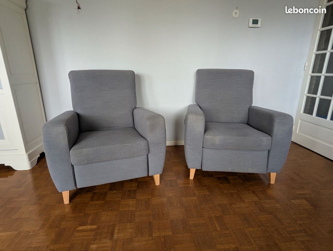 Fauteuils tissu gris (image 1)