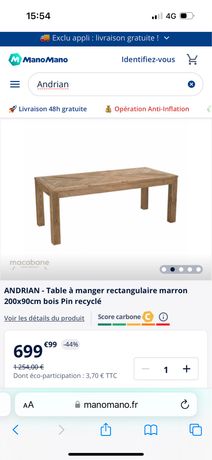 Table À Manger ANDRIAN Bois Pin Recyclé 200 X 90 Cm