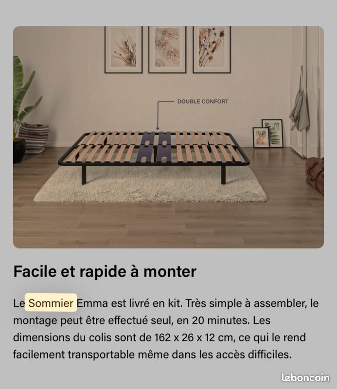 Ensemble sommier+ matelas Emma (image 2)