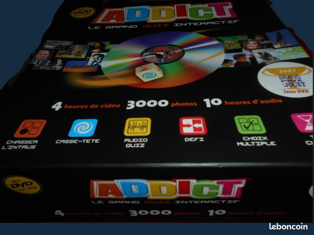 Coffret jeu ADDICT Le grand Quiz interactif-2 joueurs-max.4 équipes/Jeu de Société/Dvd sur télé-NEUF (image 2)