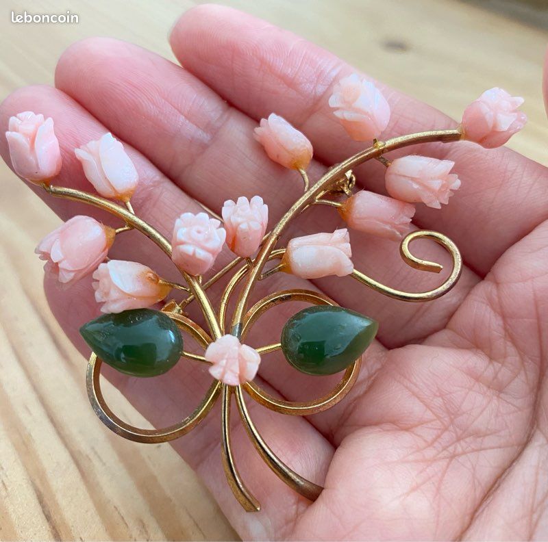 Broche Plaqué Or Et Pierres Semi-précieuses - Neuve - Stock Bijouterie