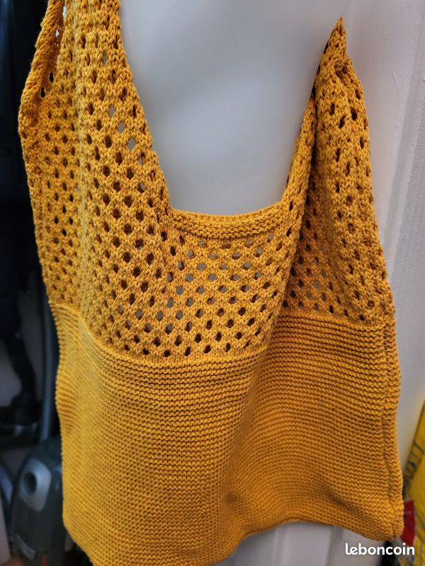 Sac à effet crochet neuf orangé 31x40 cm fourre tout (image 8)