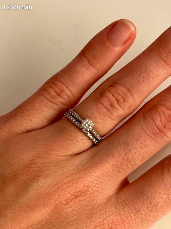 Engagement Ring Solitaire Et Alliance Diamant Bague Solitaire