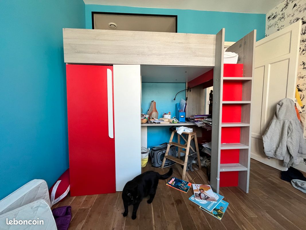Donne ensemble lit enfant, lit en hauteur rangement et bureau, venir le chercher 6 rue saint Nicolas (image 1)
