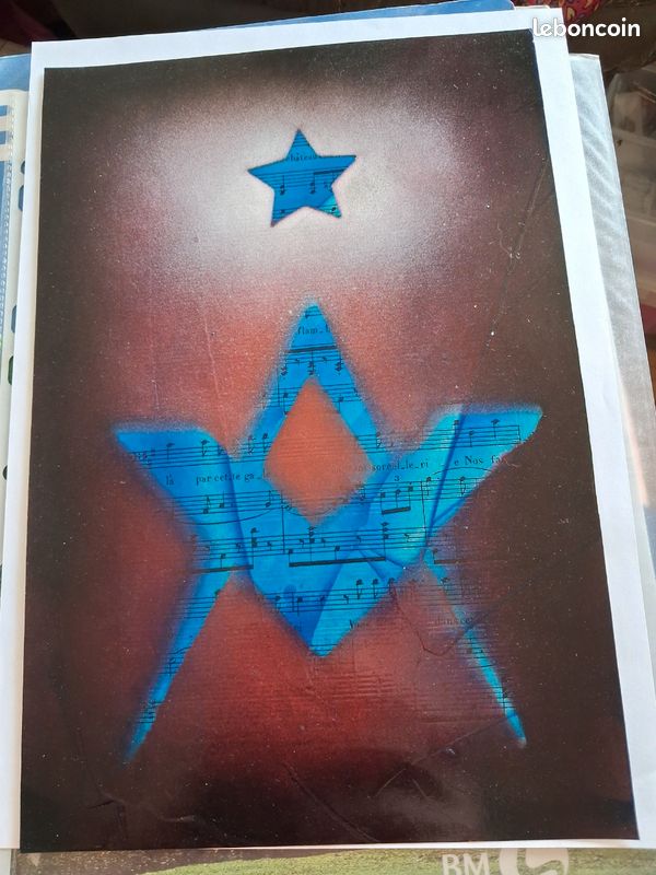 Eric Cousin artiste peintre, peinture francmaçonnique intitulée Composition Alchimique Avec certificat d'Authenticité établi par l'artiste collection (image 1)