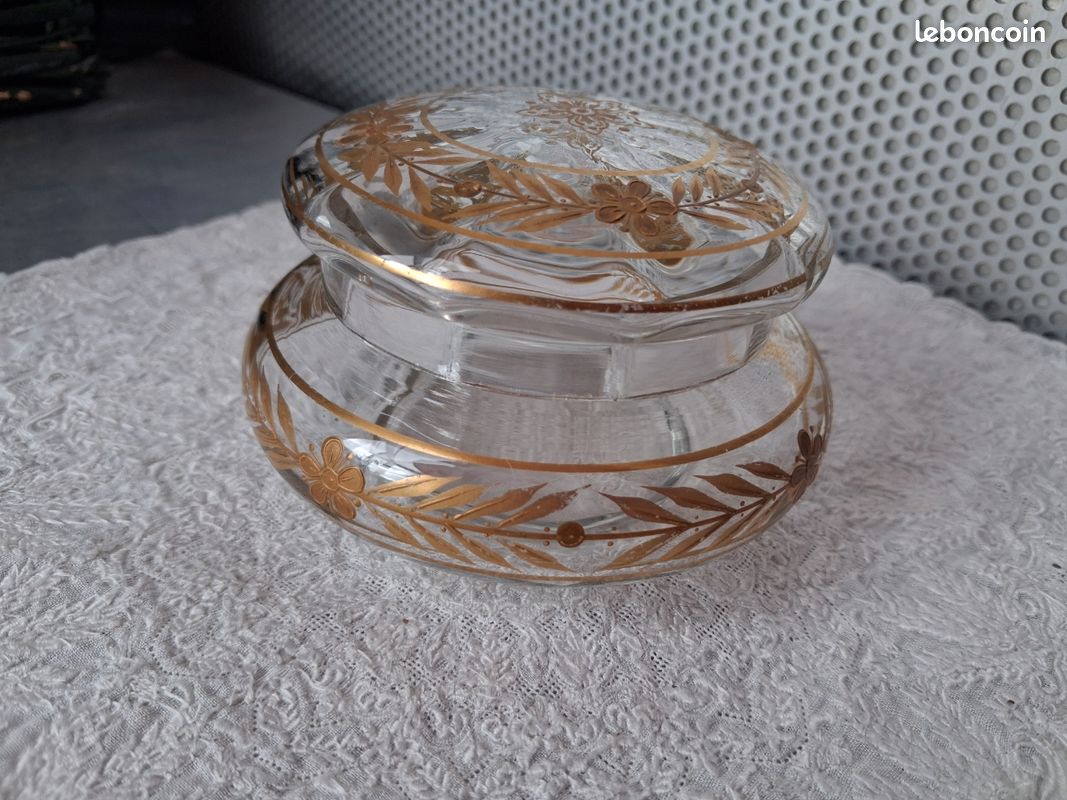 Boîte à bijoux verre soufflé doré main 1920 art déco (image 6)