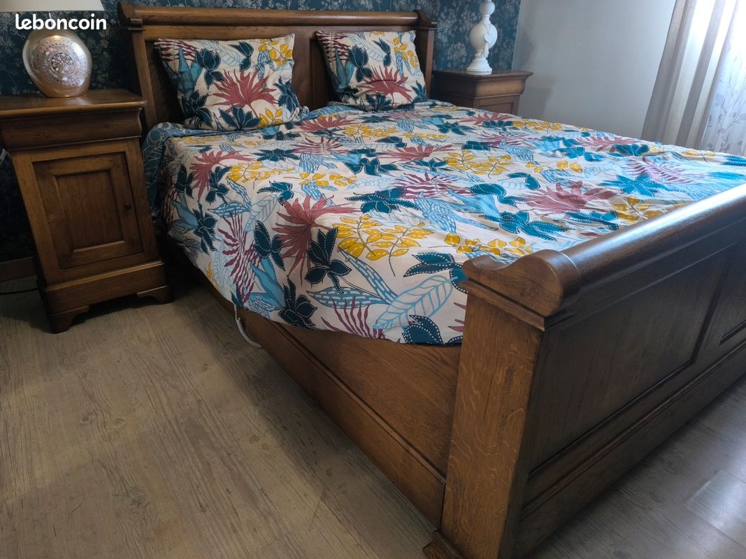 Chambre complète avec lit 160 cm décor chêne blanchi - VAREL | Maison et Styles