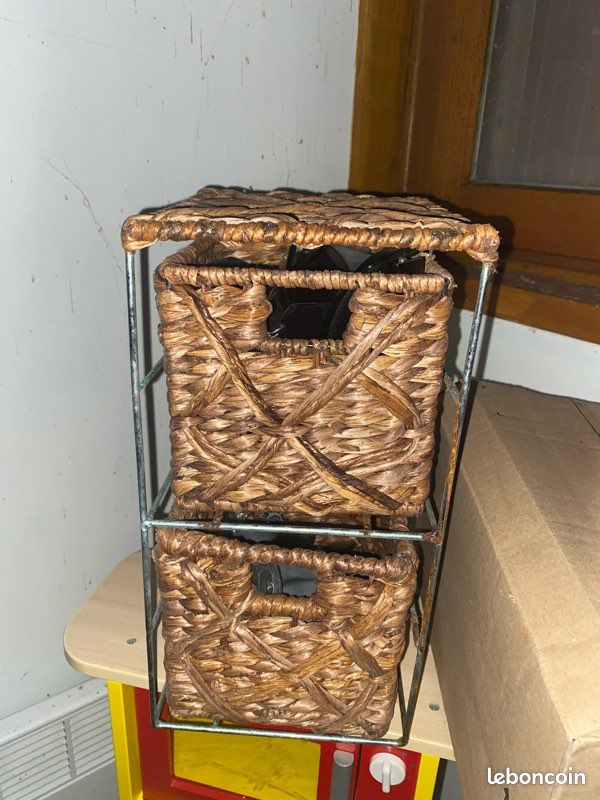 Commode meuble tour de rangement à tiroirs en osier rotin (image 2)