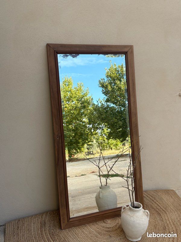Grand miroir ancien en noyer (image 6)