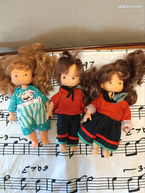 Lot De Poupées Vintage La Famille Glady Delavennat - Cheveux Mauves - Occasion
