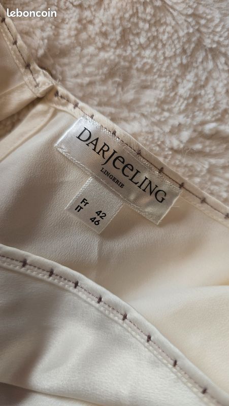 Robe nuisette satin écru Darjeeling – lingerie chic – taille 42 (peut convenir 38-40) (image 3)