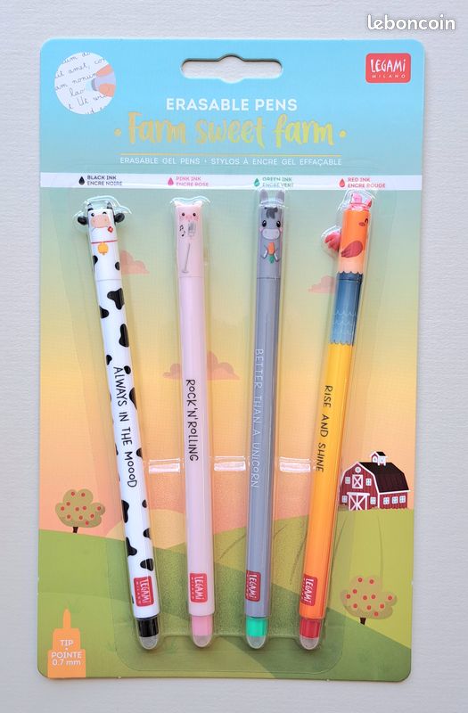 8 Stylos Gel Effaçables Animaux Kawaii + 24 Recharges + 2 Gommes – Stylo Mignon Pour École & Bureau