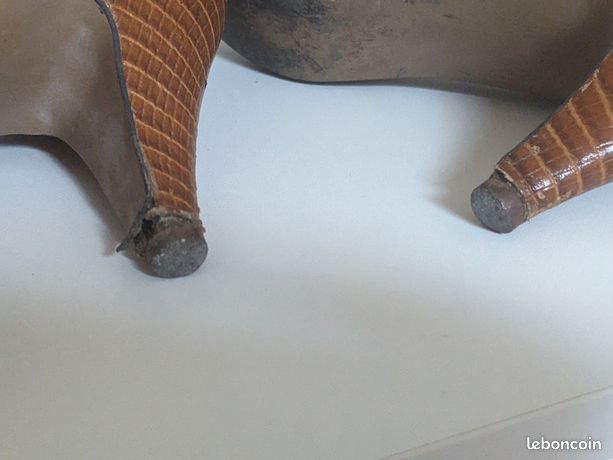 Escarpins Vintage Silvy - Cuir Marron Et Noir - Taille 36.5 - Talon Aiguille 9,2 Cm - Neuf Sans Emballage