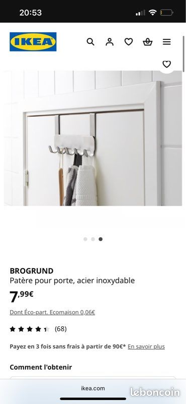 Porte manteau / patère pour porte (image 3)