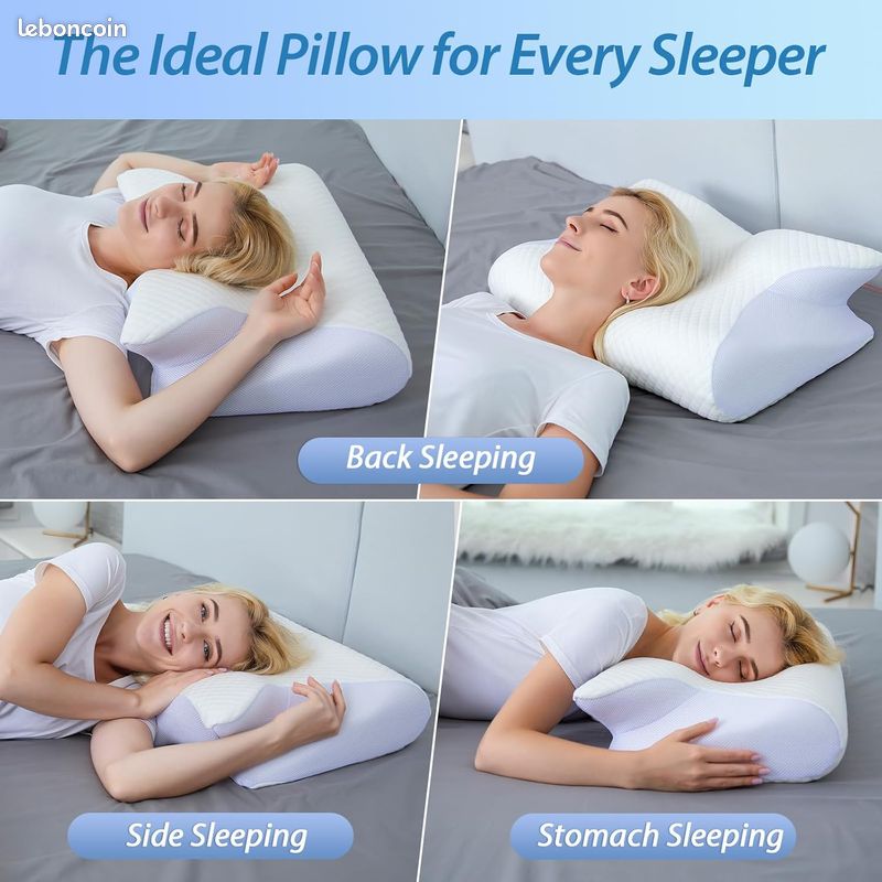 Oreiller Cervical à Mémoire De Forme Bonmedico Teardrop – Ergonomique 3D Pour Sommeil Dos & Côté – Soulage Nuque & Cervicales