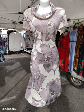 Vintage robe élégante crème lilac à manches courtes/ cérémonie/ cocktail/ mariage/ Déguisement de pr