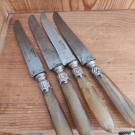 COFFRET DE 12 couteaux de table anciens manche corne art déco DEGENEVE