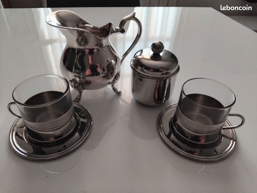 Sucrier En Métal Argenté Avec Soucoupe – Service De Table Vintage
