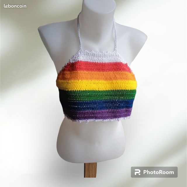 🌈 Crop top Rainbow – Fait au crochet 🌈 (image 7)