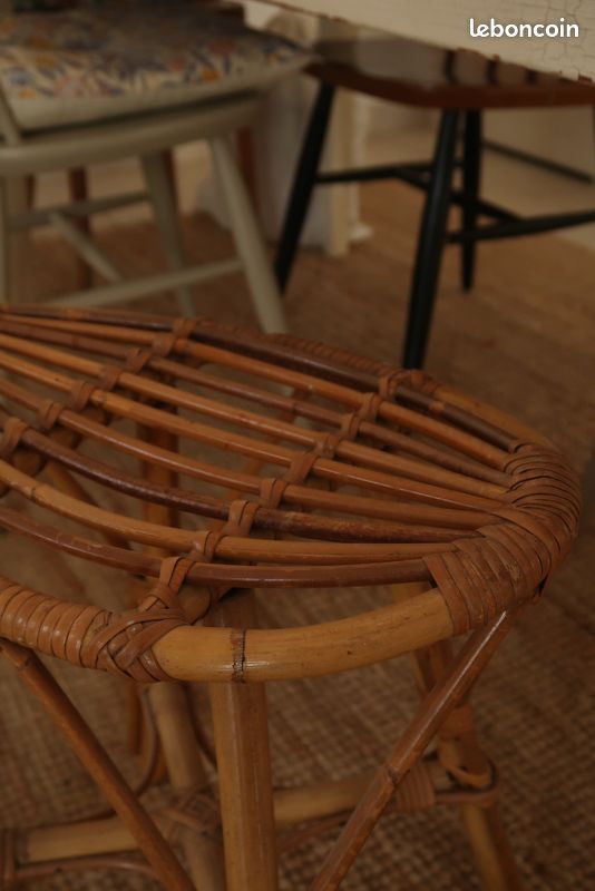 Tabouret en rotin ancien/vintage (image 4)