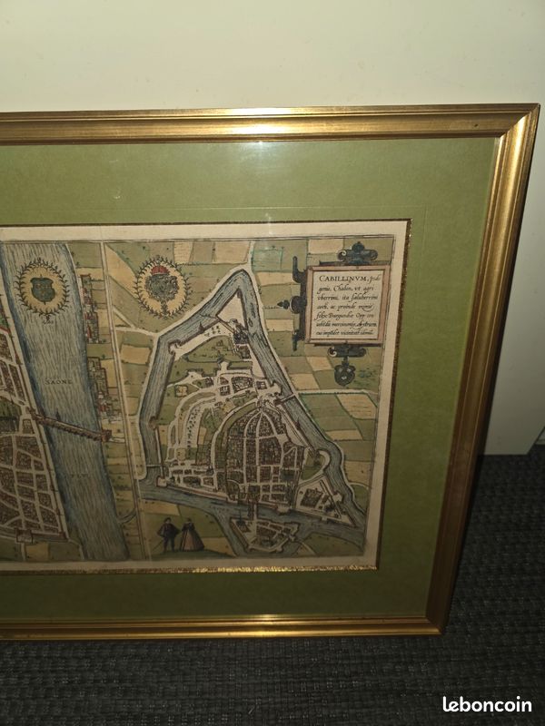 Grande vue historique de mâcon et chalon-sur-saône – encadrée (image 3)