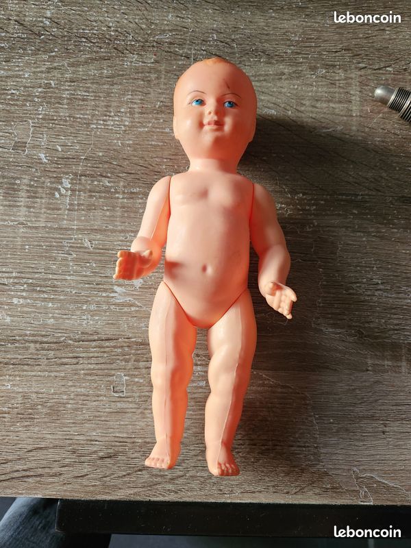 Poupon Baigneur Petitcollin – Celluloïd 30 Cm – Années 1950 – Vêtements D'origine