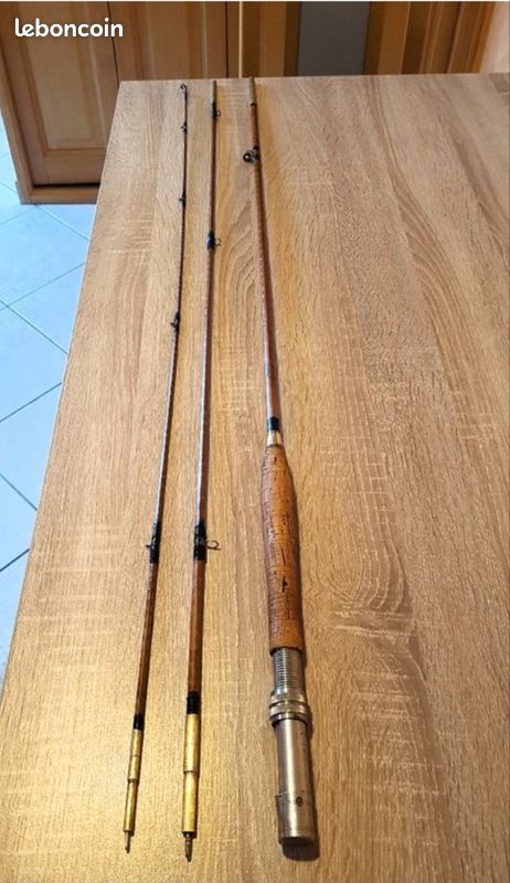 Canne à Pêche En Bambou Refendu Ancienne Du Japon, 220 Cm, De 4 à 8 Grs, Avec Housse