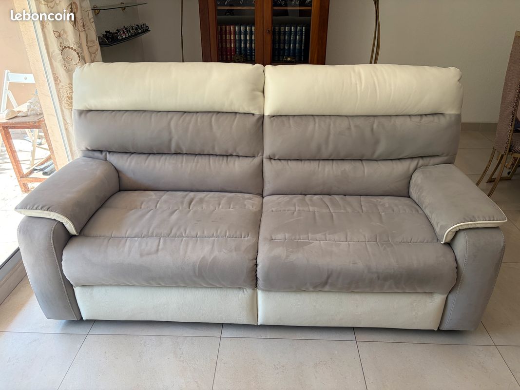 Urgent Canapé 3 places HomeSalons ANDREA – Microfibre & cuir (image 1)