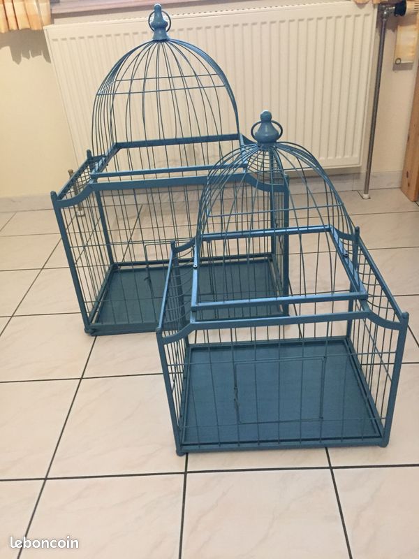Cage à oiseaux de décoration coloris bleu grande taille (image 17)