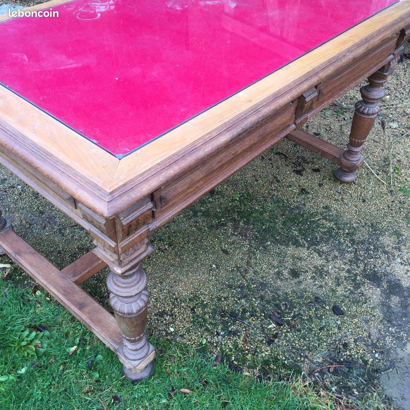 Bureau chêne plateau verre (image 3)