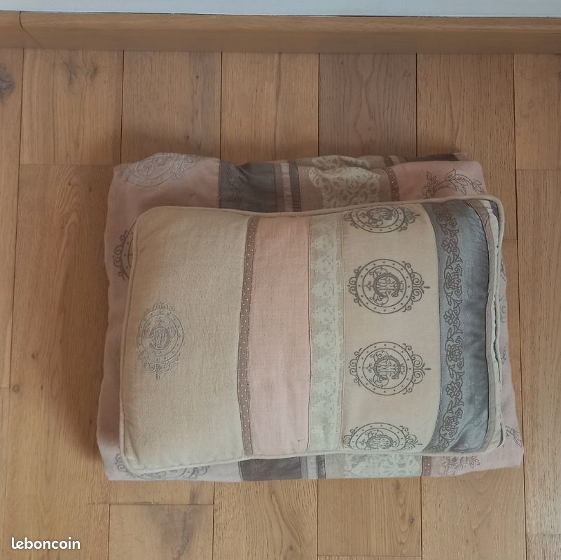 Plaid et coussin beige/rose maison du monde (image 3)