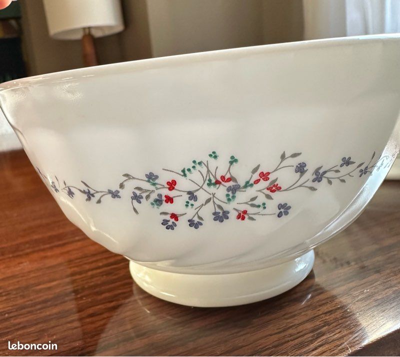 Lot De 2 Bols Vintage Arcopal - Verre Bleu à Motif Fruits - Vaisselle Rétro