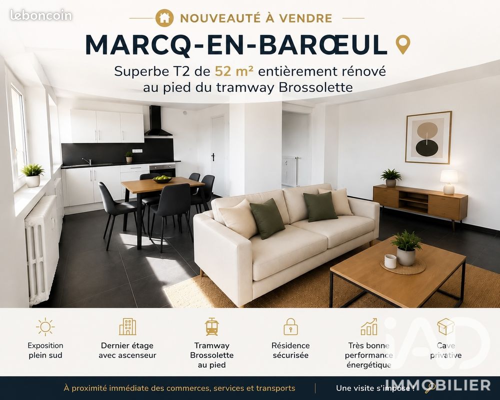 Appartement 2 pièces 52 m² · à Marcq-en-Baroeul · 52 m² · 199 000 €