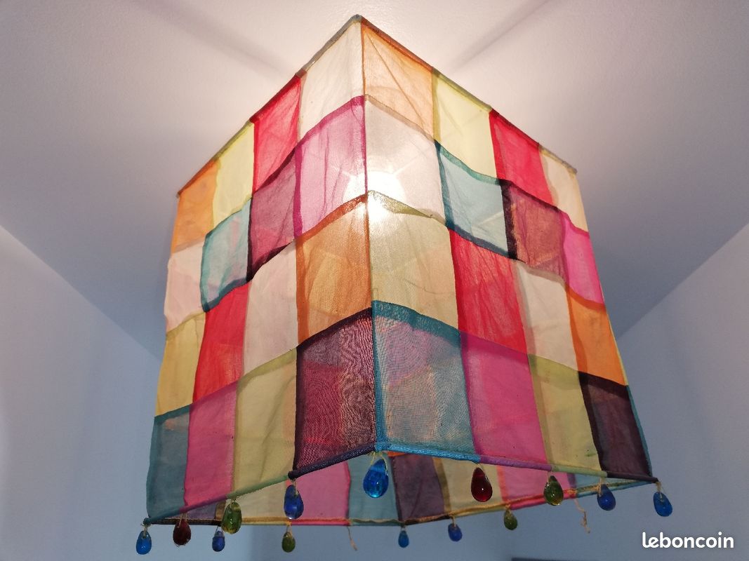 Abat-jour carré tissu multicolore (image 1)