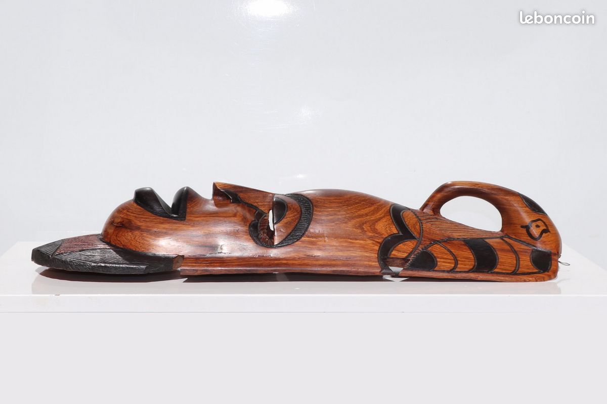 Masque africain en bois éléphant (ébène) P60-G1275 (image 5)