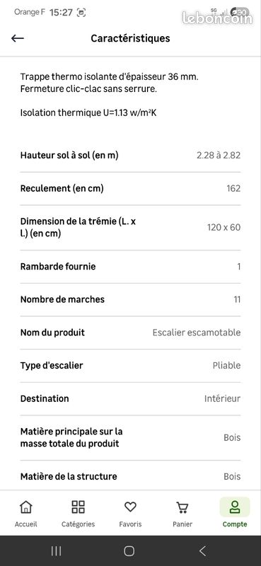 Escatrappe isolé neuf 60x120cm (image 4)